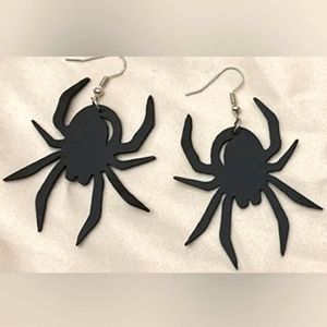 Faux Leather Black Spider Earrings Lightweight Vegan Spiders Cut Out Insects New